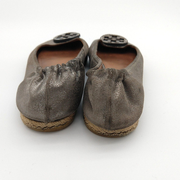 Tory Burch Reva Espadrille Flats Size 7 Bronze Metallic Leather Slip On READ - Picture 4 of 8